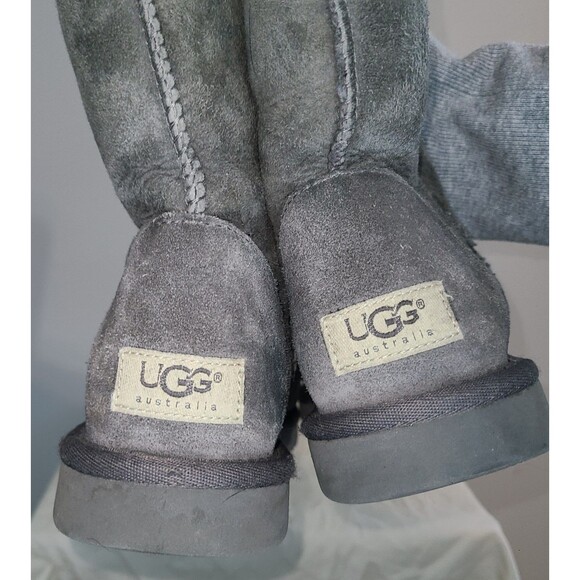 Ugg Australia Classic Tall Boots Suede 5815 Sheepskin Gray Sz W9 Winter Warm - Picture 9 of 12
